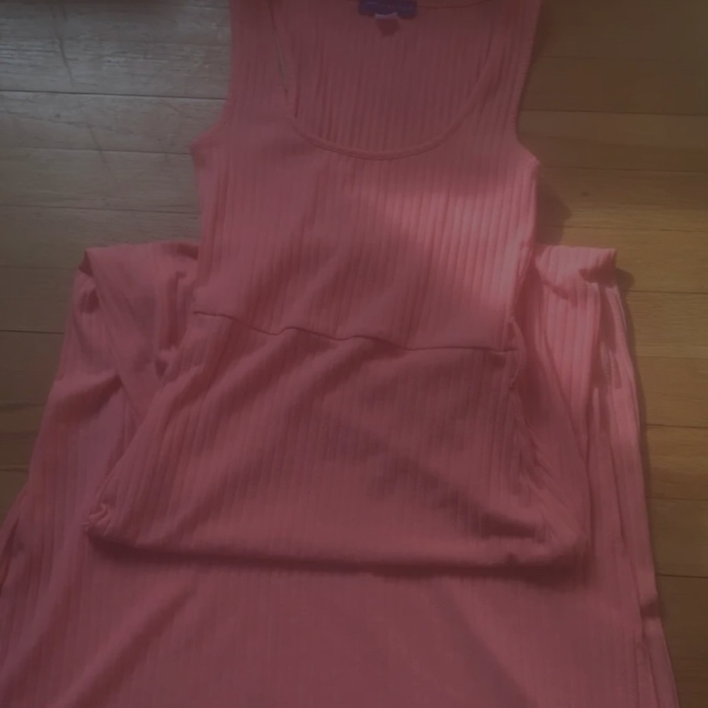 Ribbed Knit Split Thigh Tank Dress Split Sundress
